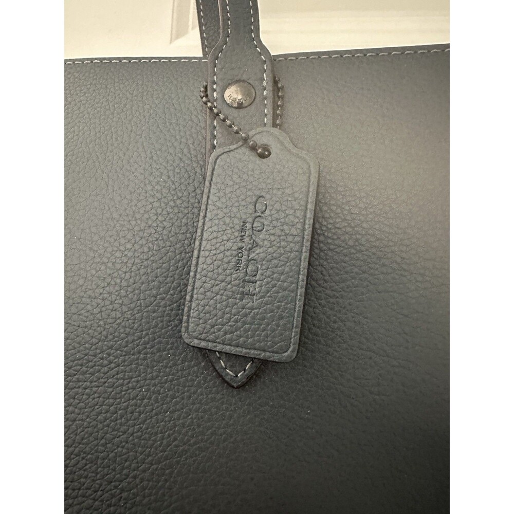 COACH Market Tote Bag Denim Blue W/ Tan Leather Int w/ Silver Hardware #58849 - Picture 3 of 14